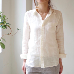 ＜ラスト1点＞ リネンシャンブレースキッパーベーシックシャツ　"white"　(size 3) 1枚目の画像