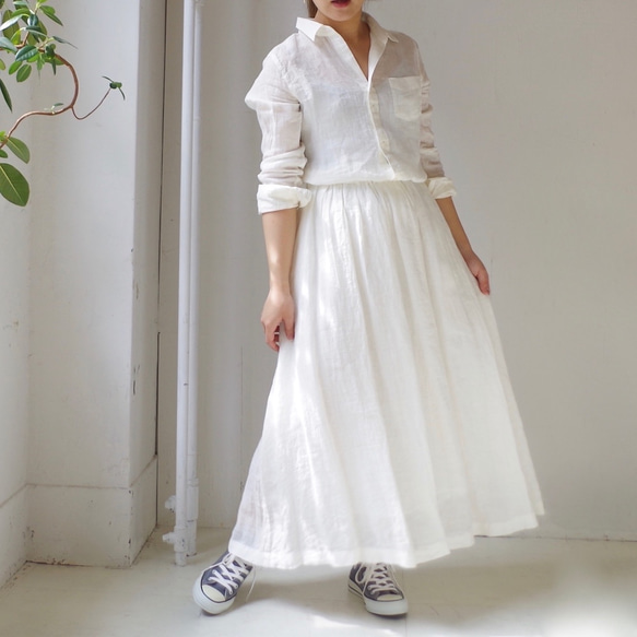 ＜ラスト1点＞ リネンシャンブレースキッパーベーシックシャツ　"white"　(size 3) 2枚目の画像