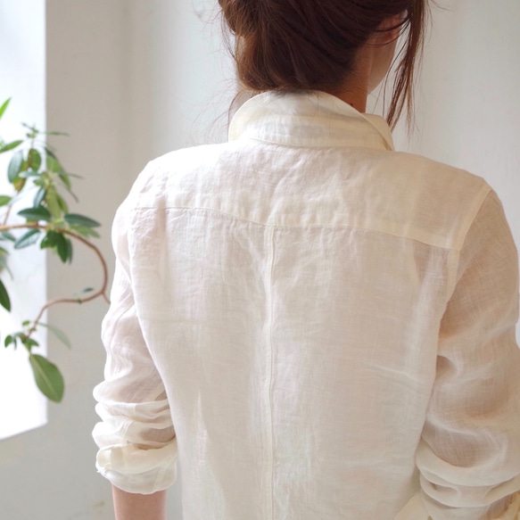 ＜ラスト1点＞ リネンシャンブレースキッパーベーシックシャツ　"white"　(size 3) 6枚目の画像
