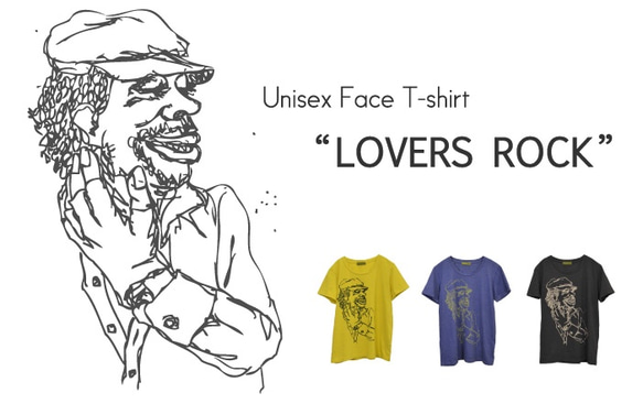 フェイスプリントTシャツ　 "LOVERS ROCK" - indigo 5枚目の画像