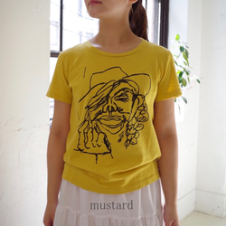 フェイスプリントTシャツ　 "HEY!"   -　mustard 1枚目の画像