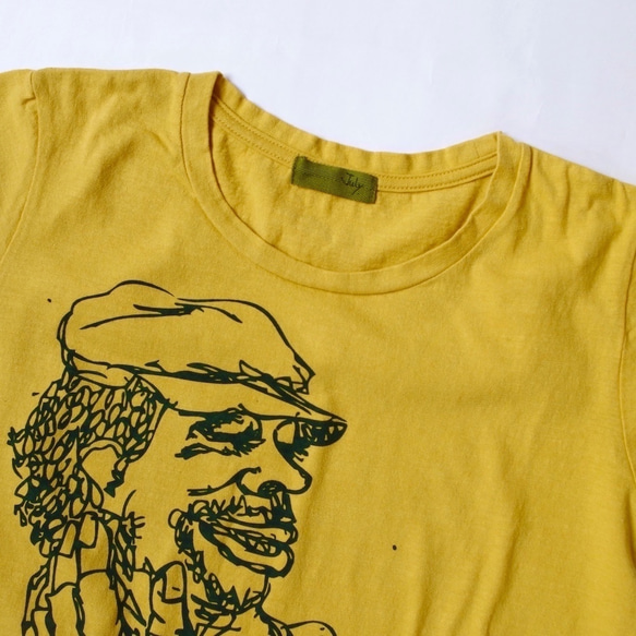 フェイスプリントTシャツ　 "HEY!"   -　mustard 8枚目の画像