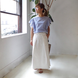 ◆SOLD OUT◆ ストライプのフリル袖ブラウス "blue × off white" 2枚目の画像