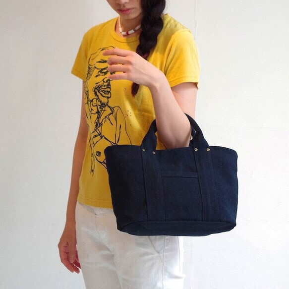 ◆SOLD OUT◆　倉敷帆布のミニトート　”Midnight blue” 3枚目の画像