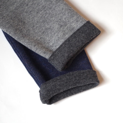 ＜S様 専用＞ Vネック ウールリバーシブルコクーンワンピース(navy & dark gray) 9枚目の画像