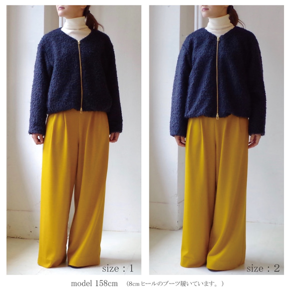 ◆SOLD OUT◆ ＜残り1枚＞ループブークレ ノーカラーブルゾン ( ショート丈 / navy /SIZE:2) 3枚目の画像