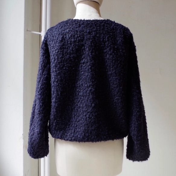 ◆SOLD OUT◆ ＜残り1枚＞ループブークレ ノーカラーブルゾン ( ショート丈 / navy /SIZE:2) 8枚目の画像