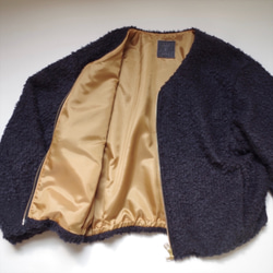 ◆SOLD OUT◆ ＜残り1枚＞ループブークレ ノーカラーブルゾン ( ショート丈 / navy /SIZE:2) 6枚目の画像