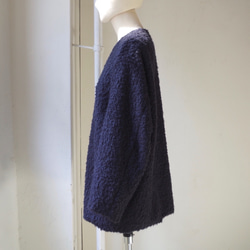 ◆SOLD OUT◆ ループブークレ ノーカラーブルゾン ( ロング丈 / navy ) 7枚目の画像