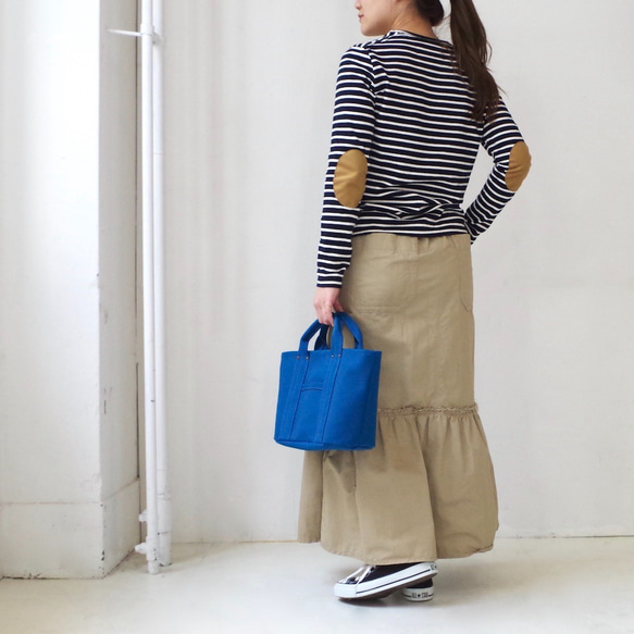 ラスト1点！＜30% OFF＞ 春秋冬用 ボーダーポケットロンT (navy × off white)　"size 2" 2枚目の画像