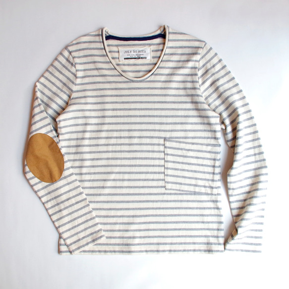 ラスト1着！ ＜SALE 30% OFF＞ ボーターポケットロンT  (ivory × gray)　"size 2" 1枚目の画像