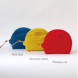 「バッグの中でも形崩れしにくい！」  倉敷帆布のシェル型ポーチ  ”Mustard yellow” 6枚目の画像