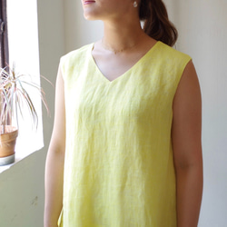 ◆ 售罄 ◆ 亞麻無袖分層長裙“檸檬黃” 第3張的照片