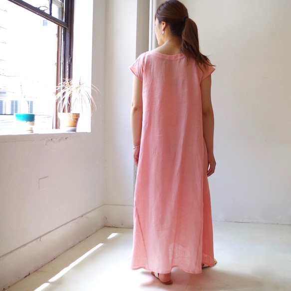 ◆SOLD OUT◆　フレンチリネン　2WAYロングワンピース " light pink " 4枚目の画像