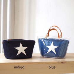 ＜まゆみん様専用＞PVCプチトート ＆ 星パッチワーク デニムポーチ　２WAY 2点セット　”indigo denim” 8枚目の画像