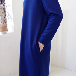 ラスト1着！★SALE 50%OFF★ 圧縮ウールのシンプルなロングワンピース (royal blue)　"size2" 6枚目の画像