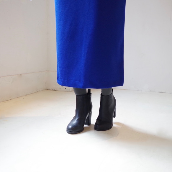 ラスト1着！★SALE 50%OFF★ 圧縮ウールのシンプルなロングワンピース (royal blue)　"size2" 7枚目の画像