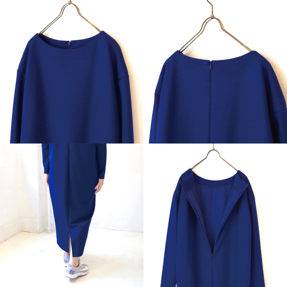 ラスト1着！★SALE 50%OFF★ 圧縮ウールのシンプルなロングワンピース (royal blue)　"size2" 9枚目の画像