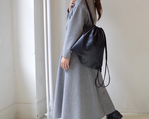 【handmade】 レザーナップサック WATERPROOF LEATHER》レザーナップサック black | KIKUCHI L