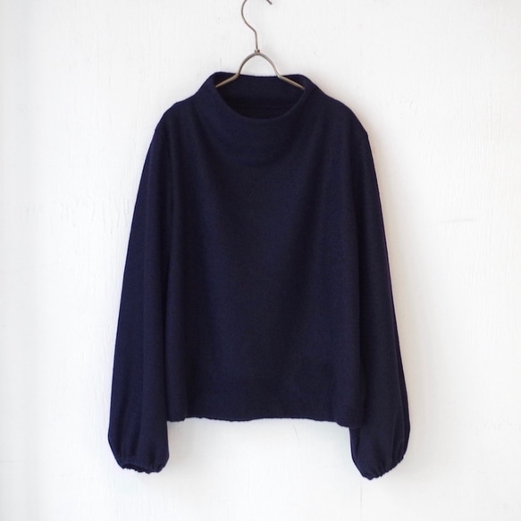 ◆SOLD OUT◆ お買い得２点セット（パフスリーブトップス＆キュロットパンツ）navy 4枚目の画像