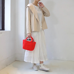 残り２点！ ＜SALE 50% OFF＞ ゆったりフード付きボーダーカーディガン (beige × off white) 7枚目の画像