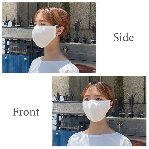 ◆SOLD OUT◆ 『真夏の日焼け跡対策』 リネン 夏マスク　"white"　マスク2021 8枚目の画像
