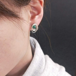 イヤリング。 Simple Suixing Pearl * Red Garnet * Malachite Resin Ear P 2枚目の画像