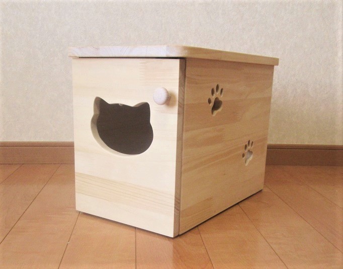 ペットフードBOX　木製　にゃんこフードBOX