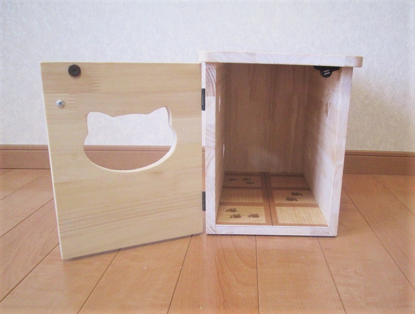 ペットフードBOX　木製　にゃんこフードBOX