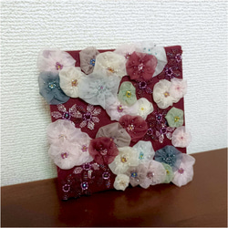 花園のビーズ刺繍アップリケ―ファブリックパネル―P 2枚目の画像