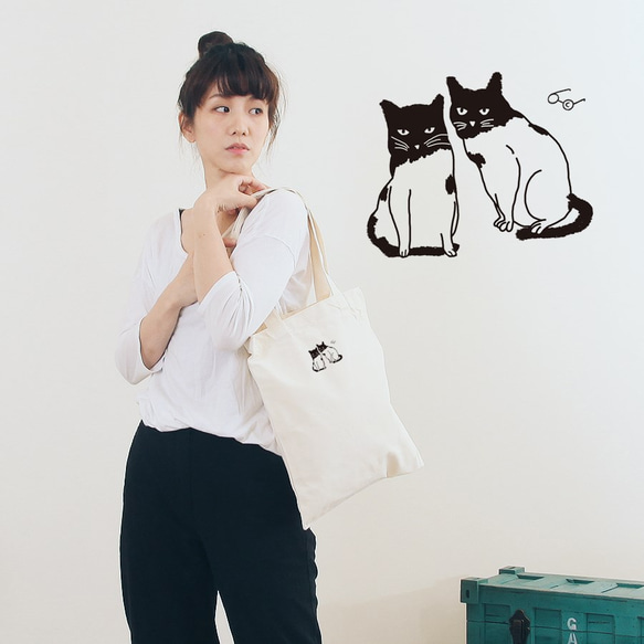囡囡的畫畫 | 我與我的貓夥伴 | 帆布直式袋 第3張的照片
