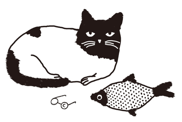 囡囡的畫畫 | 貓與魚 | 帆布直式袋 第2張的照片