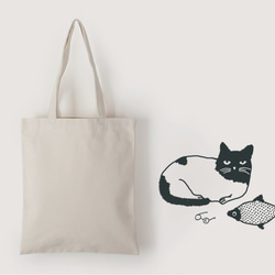 囡囡的畫畫 | 貓與魚 | 帆布直式袋 第1張的照片