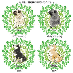 【受注生産】シロツメクサのリースTシャツ　コーギー、パグ、ペキニーズ、チワワ、柴犬他 4枚目の画像