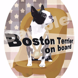 カーステッカー　ボストンテリア　(DOG ON BOARD / IN CAR ステッカー) 1枚目の画像
