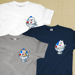 【受注生産】かき氷ワンちゃんTシャツ　ブルーハワイ　全44色！！　コーギー、パグ、ペキニーズ、柴犬、サモエド、ハスキー 3枚目の画像