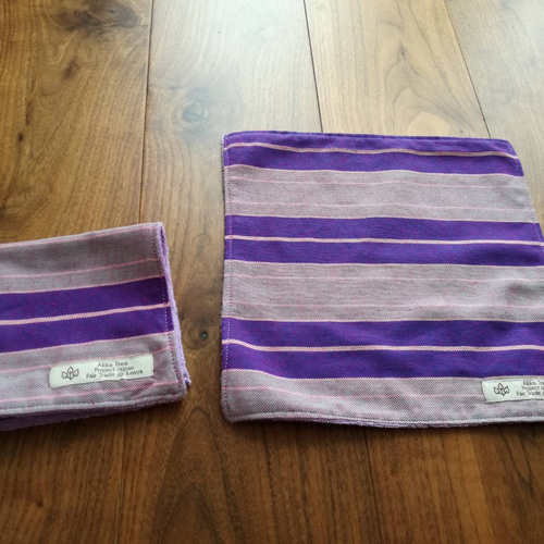 フェアトレードのタオルハンカチ パープル ☘*: 25㎝サイズ ♡なめらか