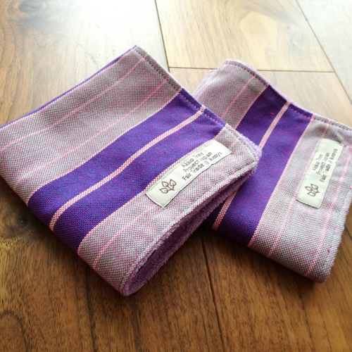 フェアトレードのタオルハンカチ パープル ☘*: 25㎝サイズ ♡なめらか