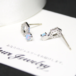 CZ＆オパールピアス　Zirconia&opal Hexagon Pierce 送料無料(E-16p) 5枚目の画像