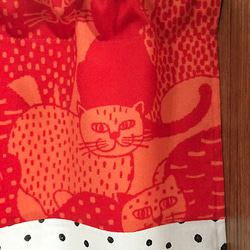 北欧風♬赤ネコとドットのカフェカーテン（小サイズ） 2枚目の画像
