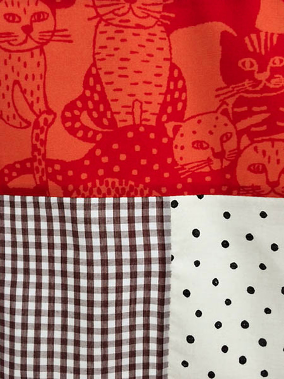 北欧風♬赤ネコとドットのカフェカーテン（小サイズ） 3枚目の画像