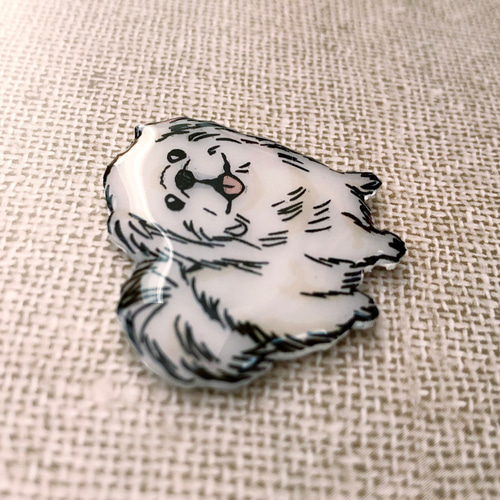 犬 ハンドメイド ブローチ刺繍 ペキニーズ オーダーメイド - ブローチ