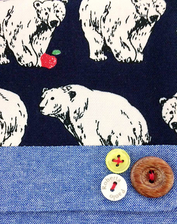 オシャレ♬白クマさんの移動ポケット紺♬ 2枚目の画像