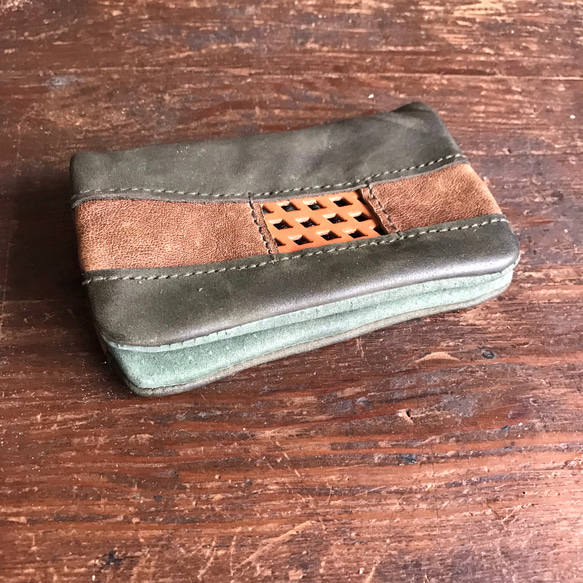 In Between Lab Coin Purse / Card Holder Green / Brown / Net 1枚目の画像
