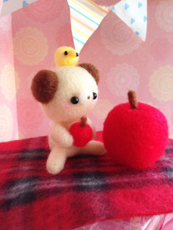 再販・リンゴ大好き♡・くまさんとヒヨコくん 2枚目の画像