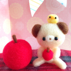 再販・リンゴ大好き♡・くまさんとヒヨコくん 4枚目の画像