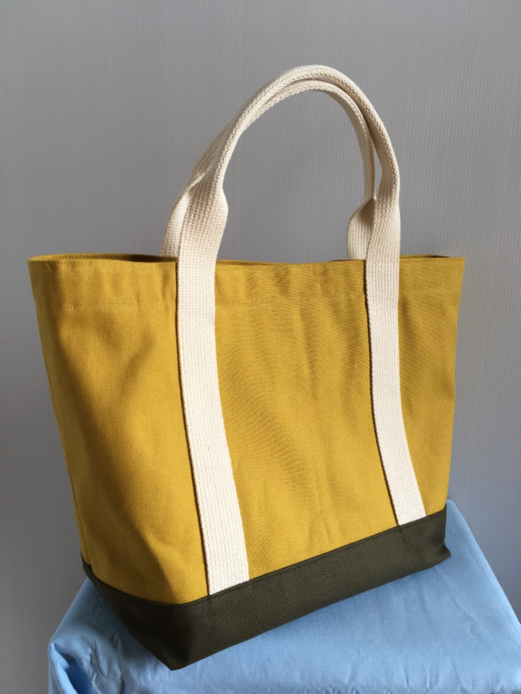 大人の配色 帆布トートM(マスタード×カーキ) トートバッグ Tenderberry  