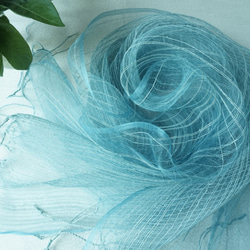 藍の生葉染め：シルクストール(S)〈のしめ浅葱〉 1枚目の画像