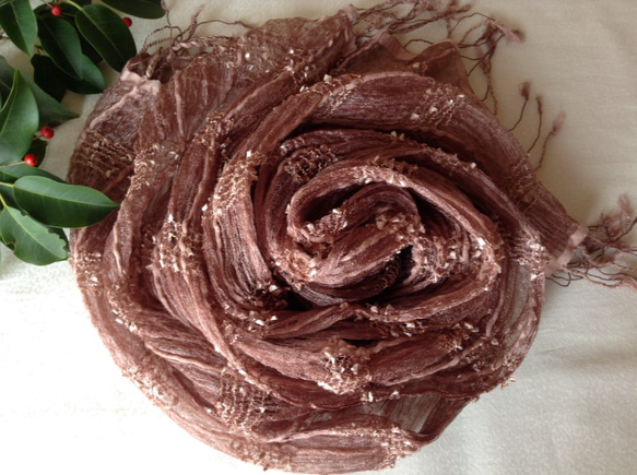 そよご染め：シルク＆ビスコース＆コットンストール (C) 1枚目の画像