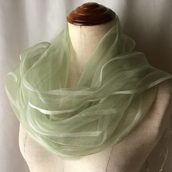 よもぎ染め:シルク＆ビスコースストール ストライプ柄　45cm幅　 4枚目の画像